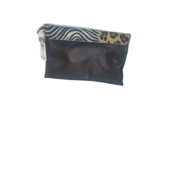 HOLIDAY SPECIAL! Charlie Leather Labelle Black + Fur Clutch/Crossbody Bag-NWT - Picture 2 of 10